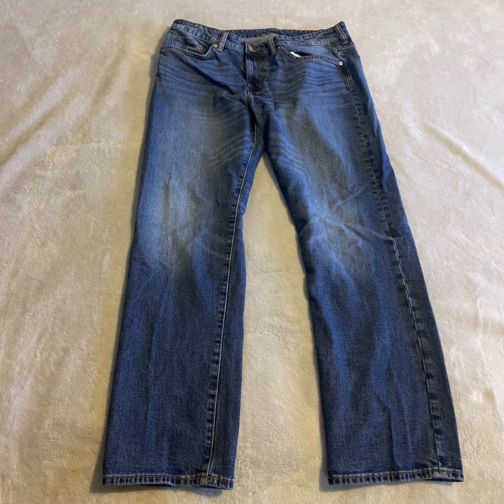H&M Men Straight Regular Fit Blue Denim Jeans Size 36/32 Streetwear Western
